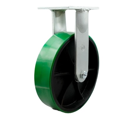 Service Caster 12'' Extra Heavy Duty Green Poly on Cast Iron Wheel Rigid Top Plate Caster CRAN-SCC-KP92R1230-PUR-GB